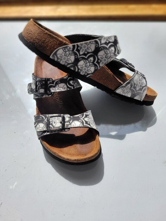 Birkenstock Shoes - Birkenstock Papillo Black and White Print Sandals Size EU 38